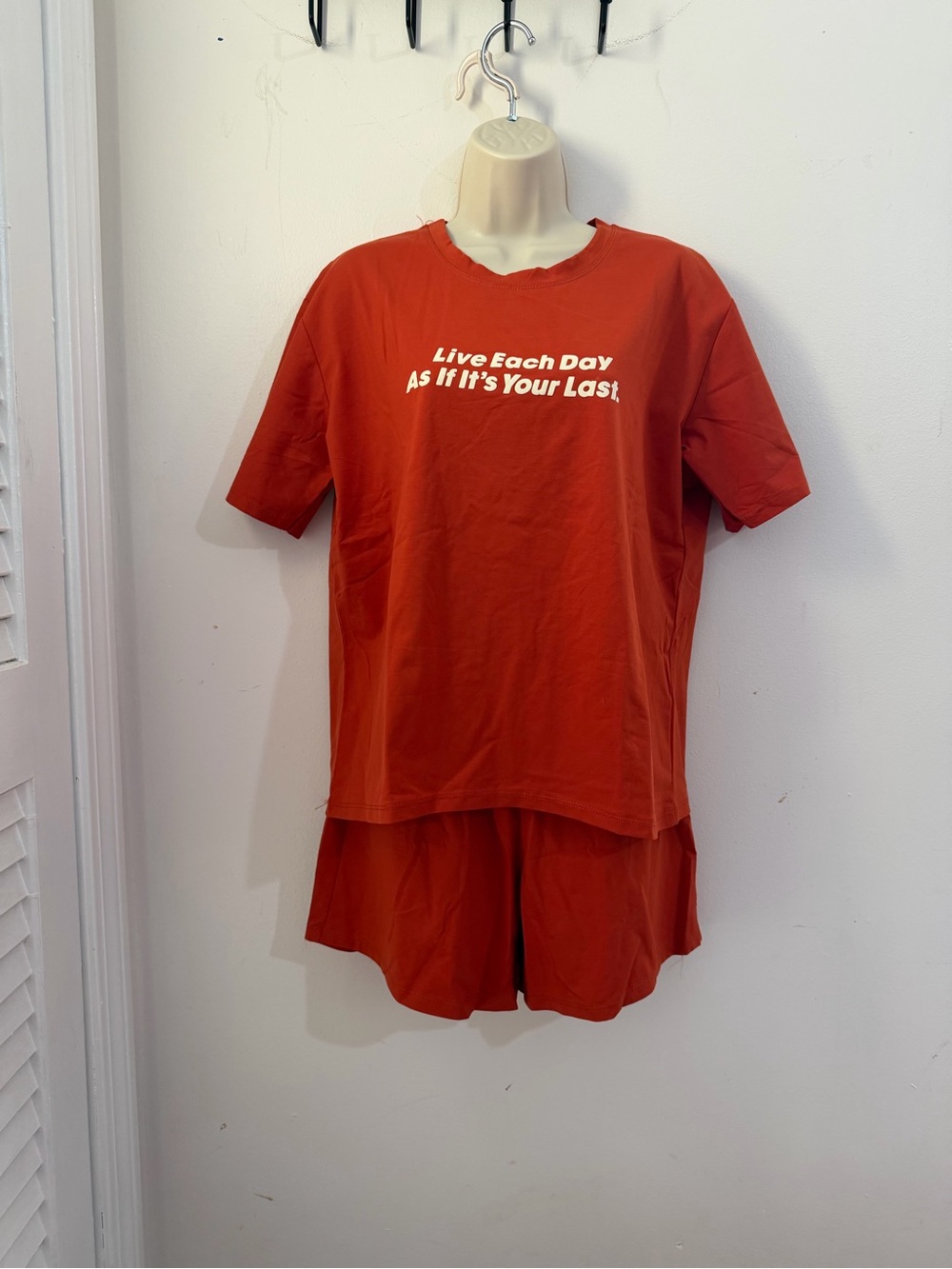Red Two-Piece Lounge Set with Slogan
